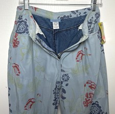 NWT Quilted Silky Floral Fringe Hem Pants Sz 6 Y2K Boho Lined