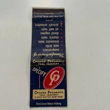 Chicago Pneumatic Tool Company New York Vintage Matchbook Cover SMB10-1
