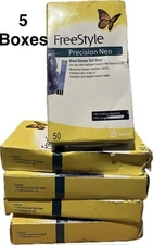 Freestyle Precision Neo Blood Glucose 5 boxes 50 Test Strips Each