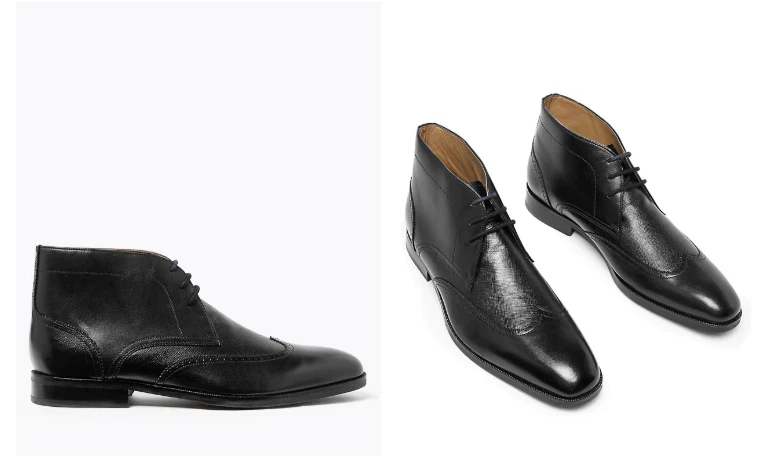 M S COLLECTION Black Leather Lace up Brogue Chukka Boots 79 eBay