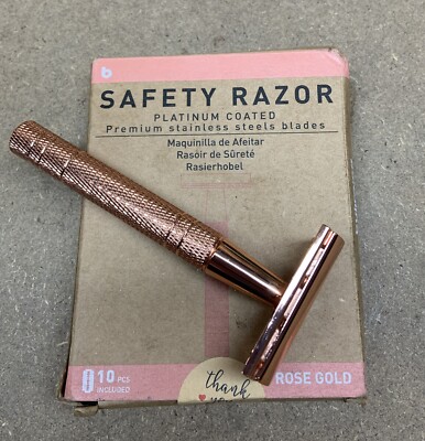 Double Edge Safety Razor with 9 Platinum Coated Double Edge Blades. Open Box.