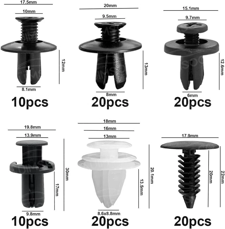 100 x Fender вкладыш крепеж заклепки зажимы фиксатор универсальный для suzuki - Изображение 2 из 4