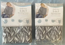 Trend Lab Multi-Use 5-in-1 Scarf Nursing Cover Baby 28x32" Gray/White Lot  2 NEW