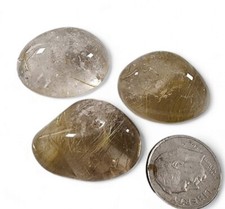 Rutilated Quartz Crystal Polished Stones 22.4 grams Brazil 3 Piece Lot