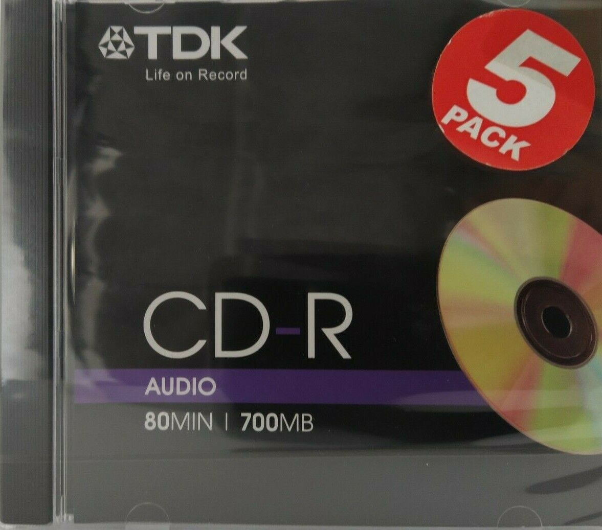 TDK CD-R80 – 5 Pack Audio Music Recordable Blank 80 Mins CD-R Discs NEW & SEALED