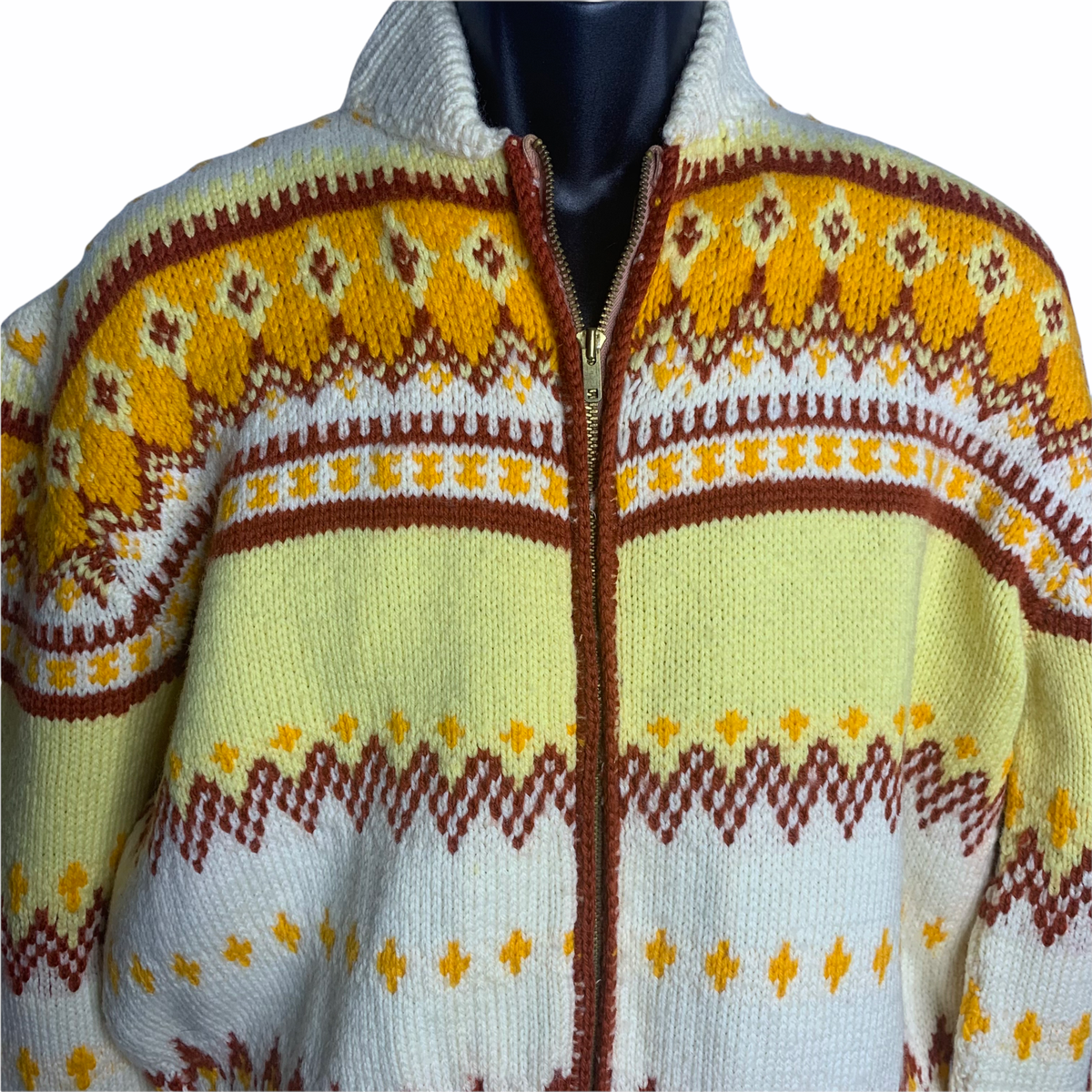 トップス 70's SWESTER EMPORIUM wool cardigan Vintage 70s Emporium Knitwear Womens S Bright Yellow Knit