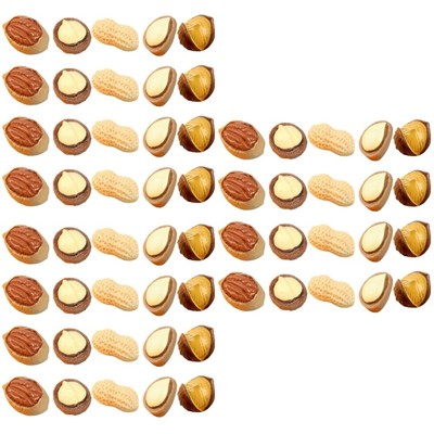 60 PCs künstliche Stereo -Nuss -Miniaturharznuss -Verzierungen gemischter Stil