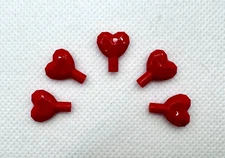 (5) NEW LEGO  Heart Jewel  Gem Lot-Valentine Red- Minifigure Accessory