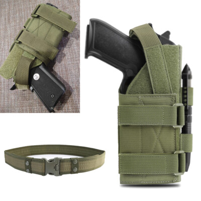 Tactical Molle Pistol Holder Holster + Belt Handgun Pouch Bag Pack