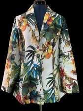 Luii Anthropologie Hawaiian Floral Faux Leather Button Front Jacket Multi Size M