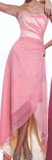 PROM Hi-Low Bridesmaids ASYMMETRIC dress STRAPLESS Beaded RUCHED CHIFFON pink 12