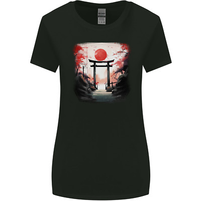 Japanese Tori Gate and Sunset Garden Damen breiter geschnittenes T-Shirt