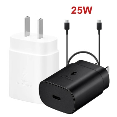 Samsung Galaxy S21 S22 S23 S24 25W Super Fast Wall Charger USB-C Cable