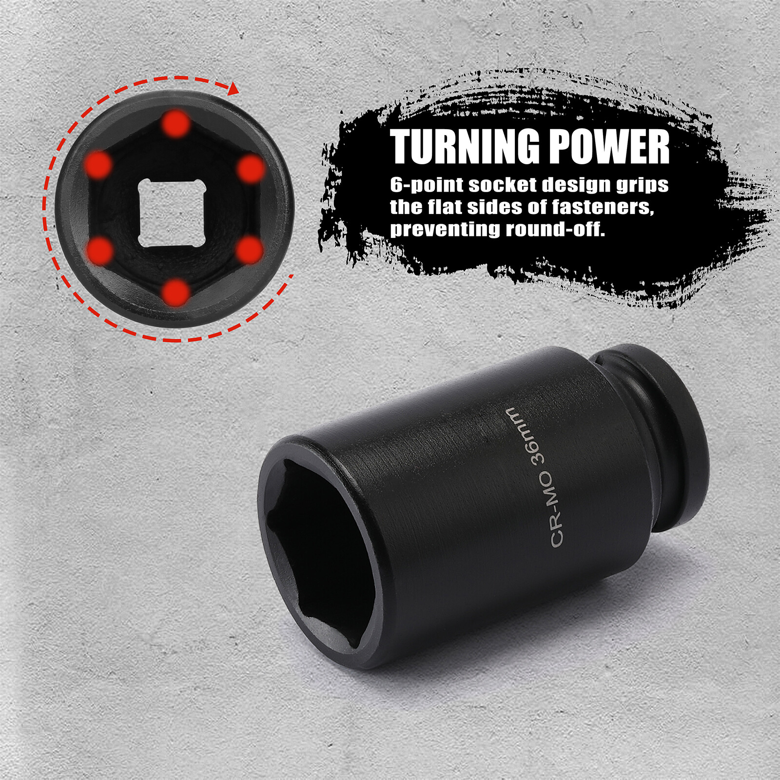 8 Pcs 3/4-Inch Drive Deep Impact Socket Set CR-MO Metric 6-Point 26mm to 38mm