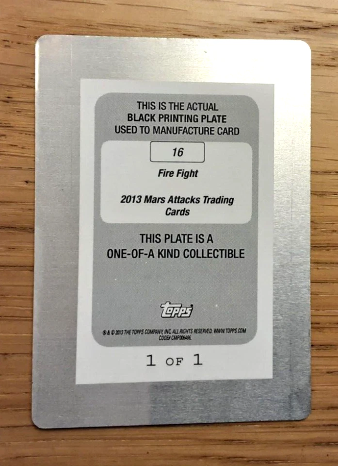 Mars attacks 2013 BLACK printing plate card 16 FIRE FIGHT - Image 2 of 2