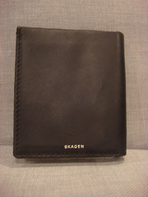 SKAGEN MEN'S NICOLAI BIFOLD BLACK LEATHER WALLET BRAND NEW
