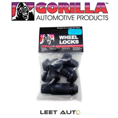 20pc) Gorilla Wheel Lock Set, Factory Style Bulge, 14mm x 1.50, Black, 96643BDX
