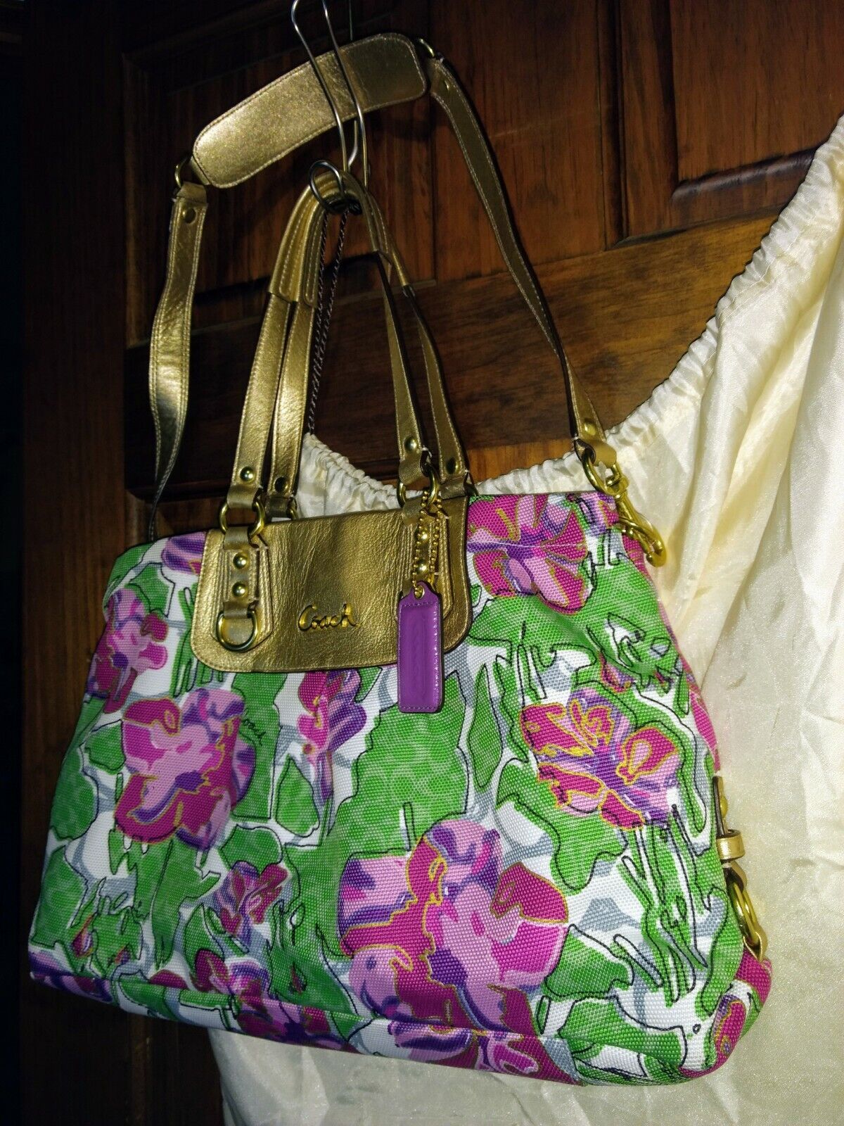 Coach Ashley Floral Iris Lavender Canvas purse Sh… - image 3