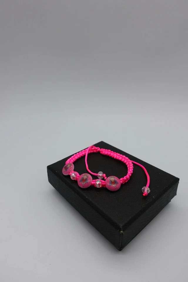 Virgen Guadalupe Medalla ROSA Macramé Cordón Pulsera Ajustable Foto 4 de 4