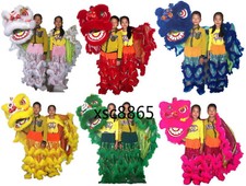 Chinese Folk Art Lion Mascot Dance Costume Pure Wool Southern Lion for Two Kids