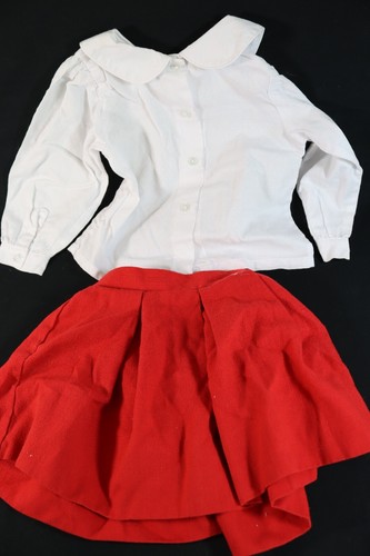 Vintage 1950's Samara White Top w/ Red Linen Skirt Sz 2T Children's Clothing - Picture 4 of 9
