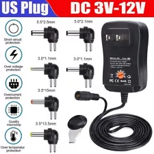 Universal AC to DC 3V~12V Adjustable Power Adapter Supply Charger Electronics US