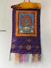 ORIGINAL MANJUSHRI/ MANJUSHREE TIBETAN THANGKA PAINTING WITH SILK BROCADE