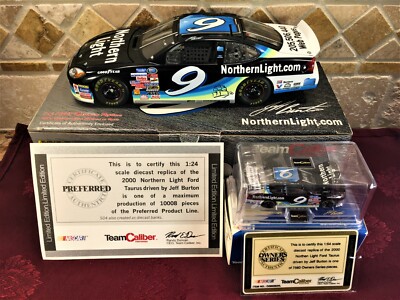 JEFF BURTON 2000 Northern Light #9 Team Caliber 1/24 CW Bank & 1/64 HO Car SET 
