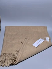 Liz Claiborne Fringed Scarf/shaw Made In Italy Vintage Carmel  Colored  70"x28"