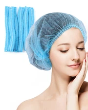 JMU Disposable Medical Hair Covers Blue  24" Bouffant Cap Hair Net Non-Woven