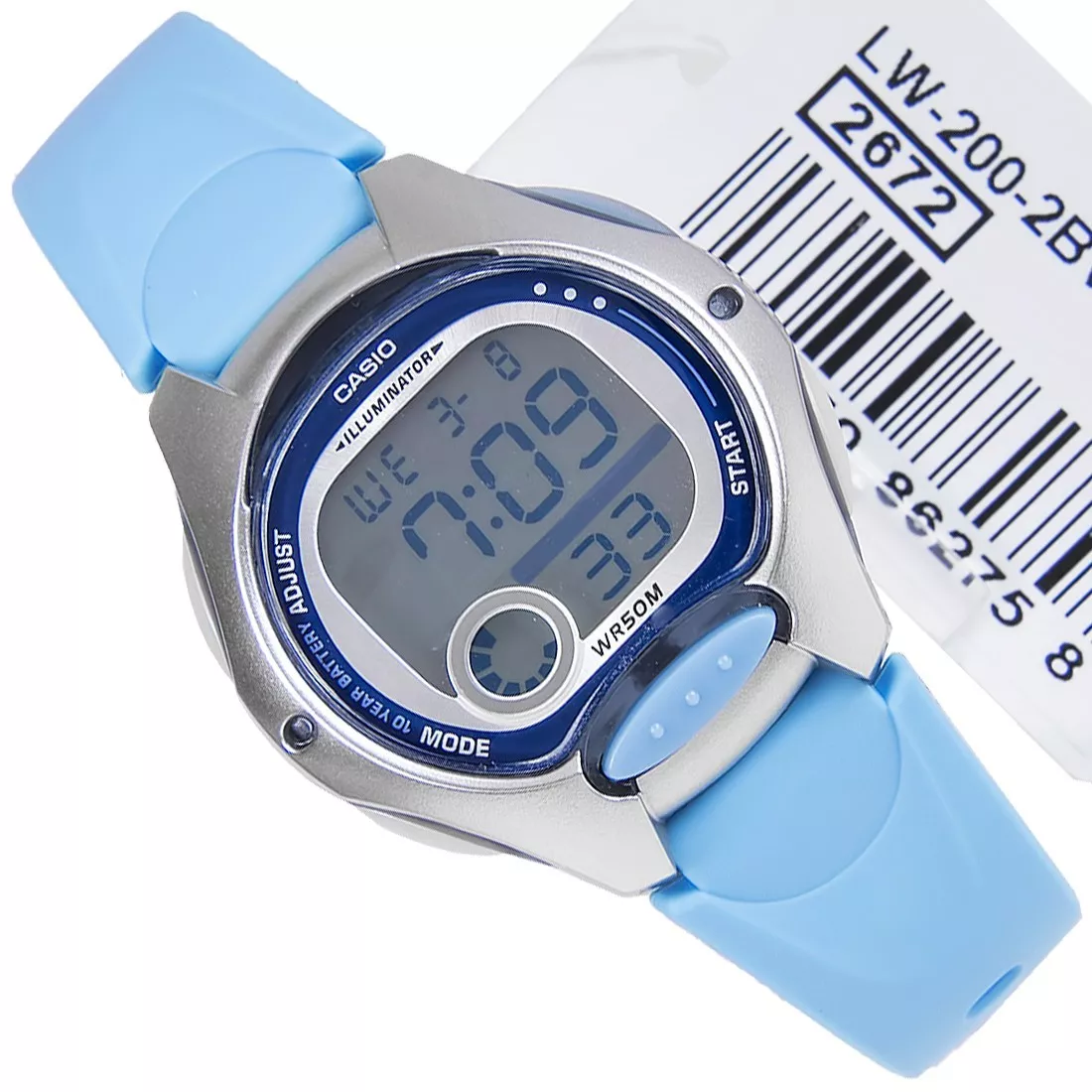 CASIO Girls Kids Boys LW200 2B Digital Light Blue Resin Strap Watch LW 200 New