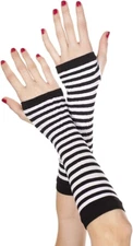 Music Legs Opaque Stripes Arm Warmer, Black/White, One Size