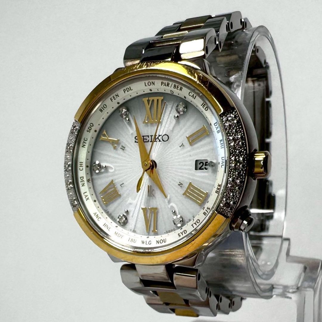 Seiko Lukia Limited 1500P SSVV030 16P Diamond Bezel Solar Radio Working Japan image 4