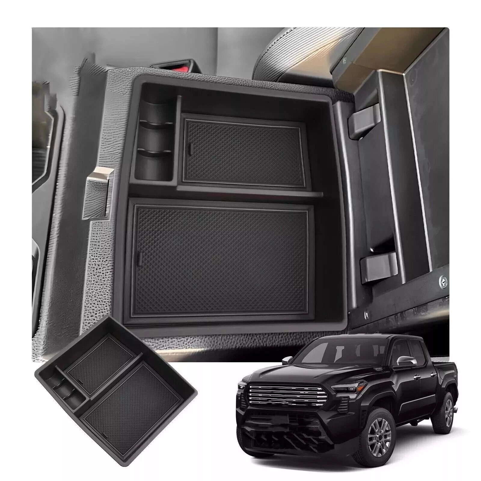 For Toyota Tacoma 2024 Cab Center Console Armrest Storage Tray Organizer Box
