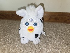 1999 Vtg Furby Buddies 4" Bean Bag Plush, White W/ black Spots Dalmatian, Cow