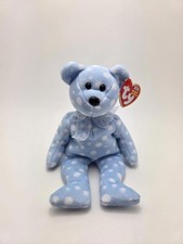 Ty Beanie Babies Bubbly the Blue Polka Dotted Bear Stuffed Animal Plush