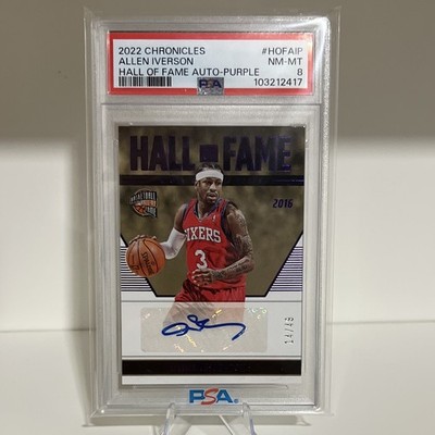 Panini 2022-23 Chronicles Allen Iverson HOF Autographs Purple /49 PSA 8 #HOF-AIP