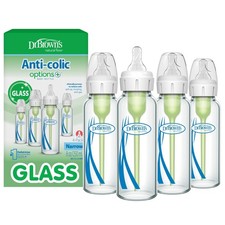 Dr. Brown's Anti-Colic Options Narrow Glass 8 Ounce, 4 Pack, Clear