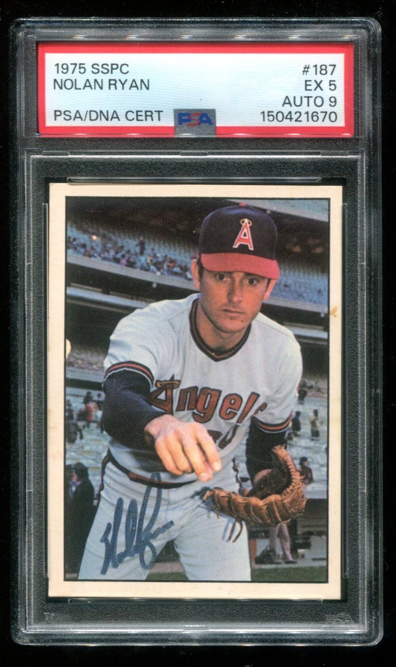 1975 SSPC #187 Nolan Ryan Auto PSA DNA 9 Signed Card PSA 5 HOF Angels~(PL)
