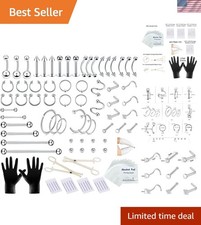 98-Piece Body Septum Piercing Kit: 14G  16G Jewelry Tools for Modern Elegance
