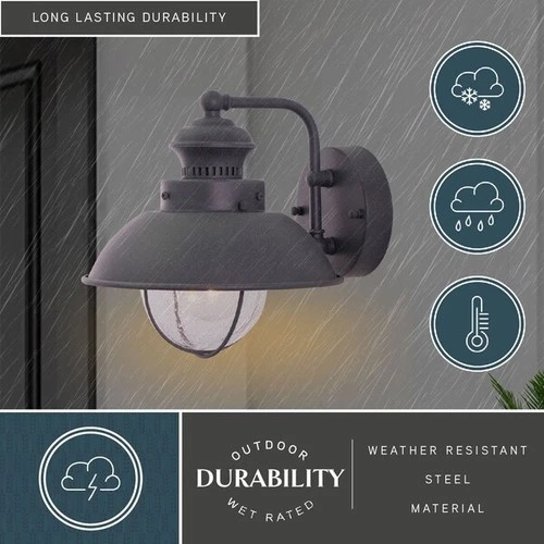 VAXCEL T0268 Harwich 1 Light Gray Coastal Barn Dome Outdoor Wall Lantern Clear - Picture 7 of 7