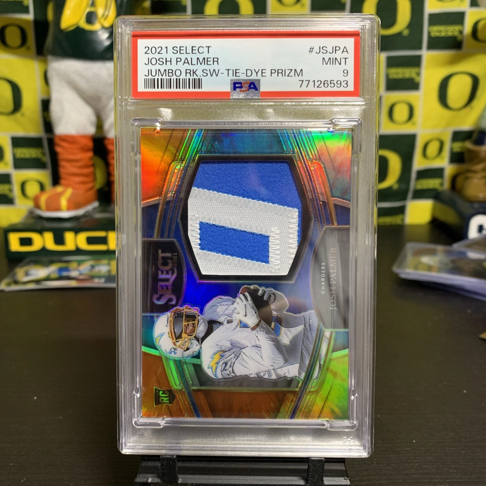 Josh Palmer Panini Select Jumbo Rookie Swatch #JSJPA Tie-Dye Prizm