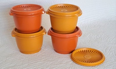 Tupperware 4 Stück Schüsseln 600 ml mit 4 Stück Sonnendeckel 70er Jahre Vintage