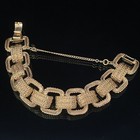 Vintage Signed Monet Gold Tone Link Bracelet Safety Chain Chunky Textured F7
