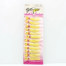 Betts Hair Jig Bass Fishing Lures Dealer Card 12Pk Yellow 3/8oz