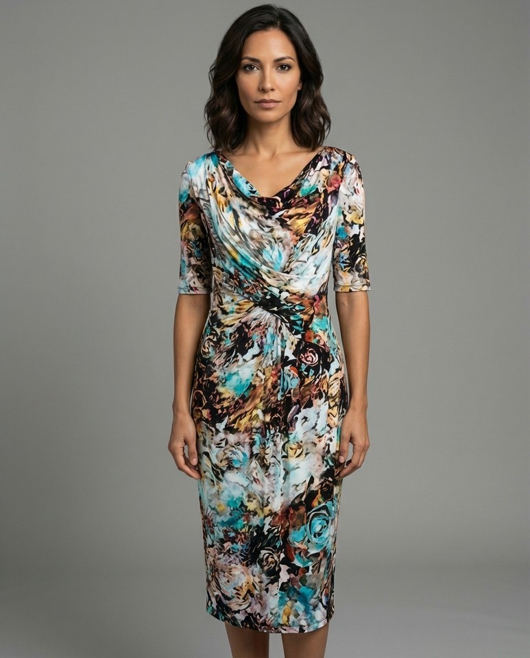 Beautiful Anthea Crawford Designer Floral Print Midi Dress 14 Lined