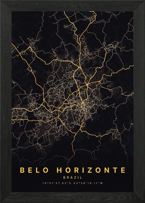 Belo Horizonte Brazil City Map Framed Wall Art Poster Canvas Print Picture