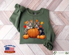 Cats Autumn Fall Sweatshirt Funny Cat Lover Pet Animal Lover