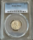 1943 S 1c Lincoln Steel Wheat Cent Penny PCGS MS66