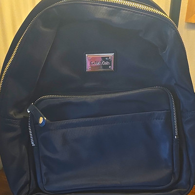 Calvin Klein Black Solid Backpack Zip Closure Pockets Casual Travel Men